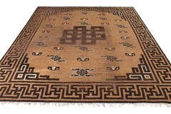 Hand-Knotted Antique Rug in Beige-Brown Geometric Pattern by Rug & Kilim