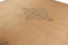 Antique Oushak Rug, Gold with French Art Deco-Style Medallion - Rug & Kilim