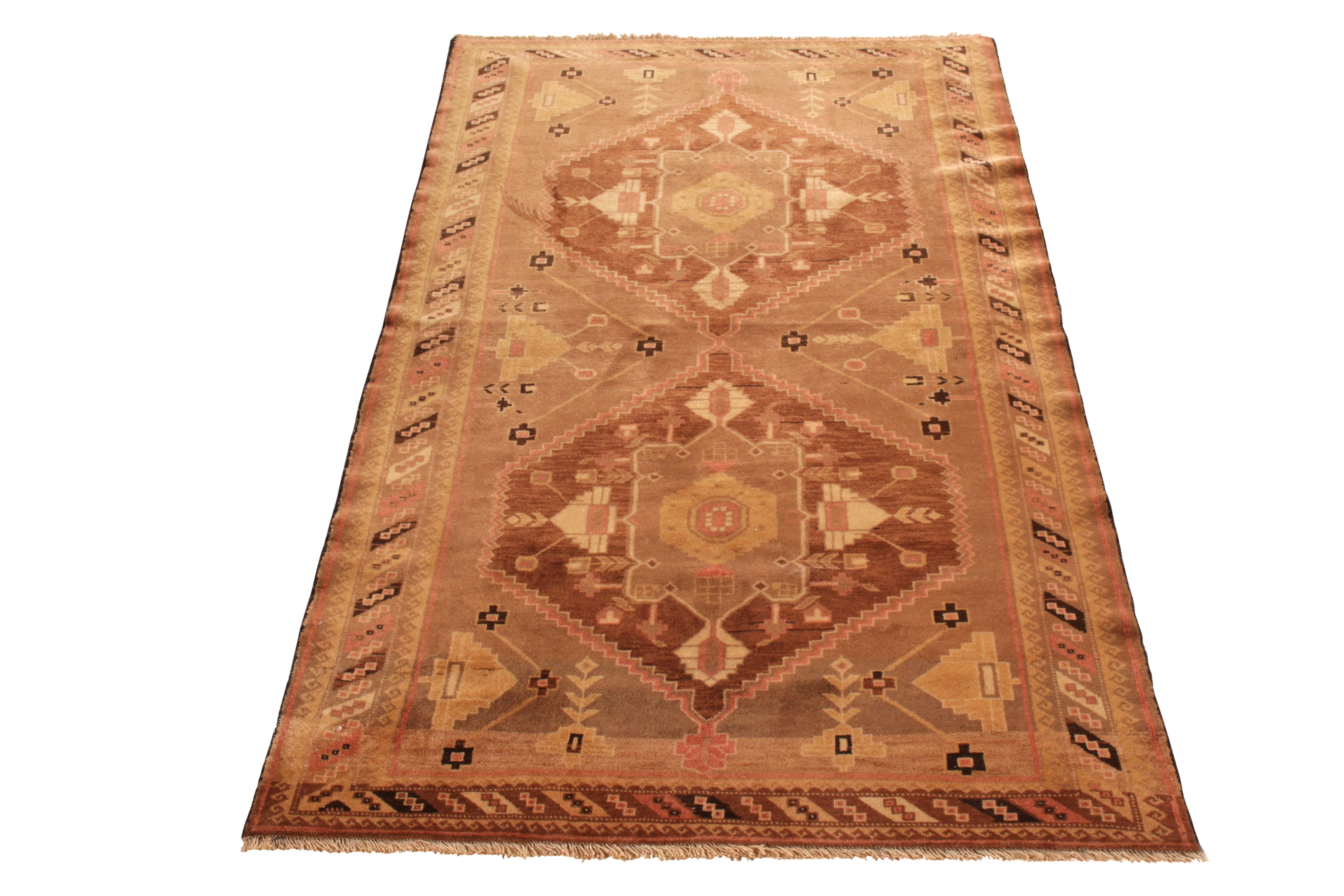 This antique 3x7 oushak runner is an exciting new curation from the Antique & Vintage Collection by Rug & Kilim. 

Hand knotted in wool and originating from Turkey circa 1920-1930, its design favors medallions and tribal geometric patterns in rich