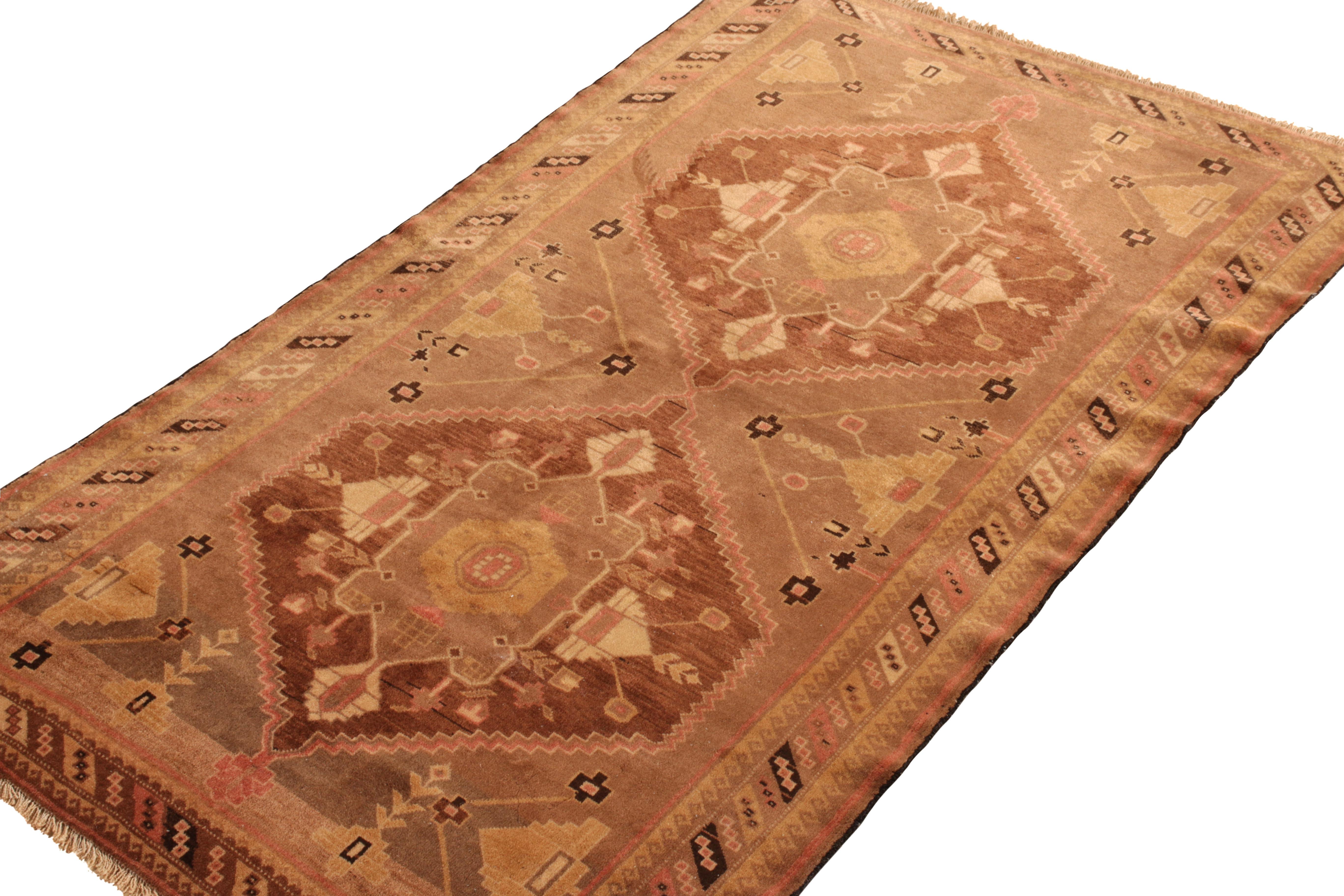Turkish Antique Oushak Runner in Brown with Medallion Patterns by Rug & Kilim