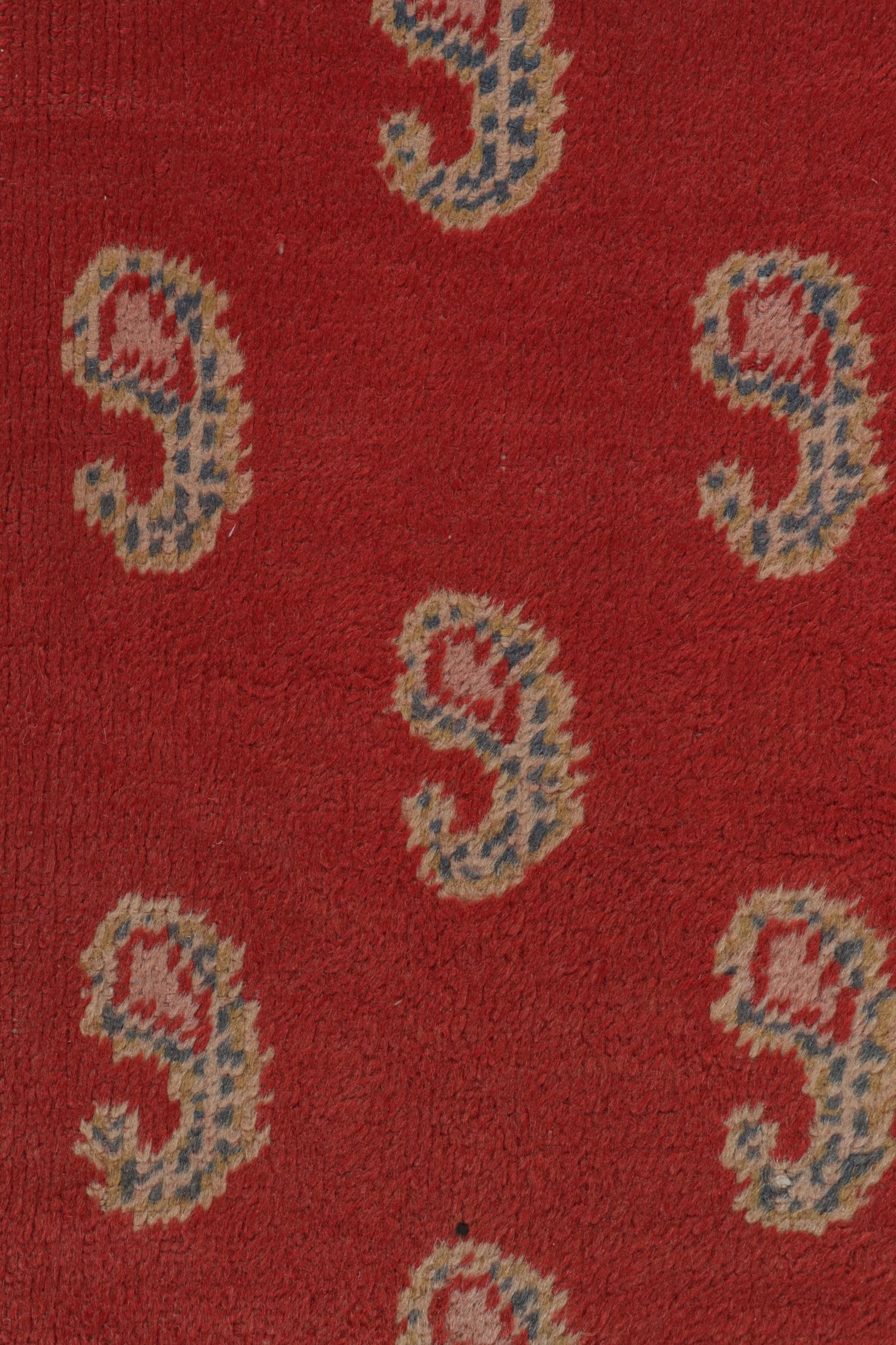 Early 20th Century Antique Oushak Rug in Red with Paisley Patterns, from Rug & Kilim For Sale