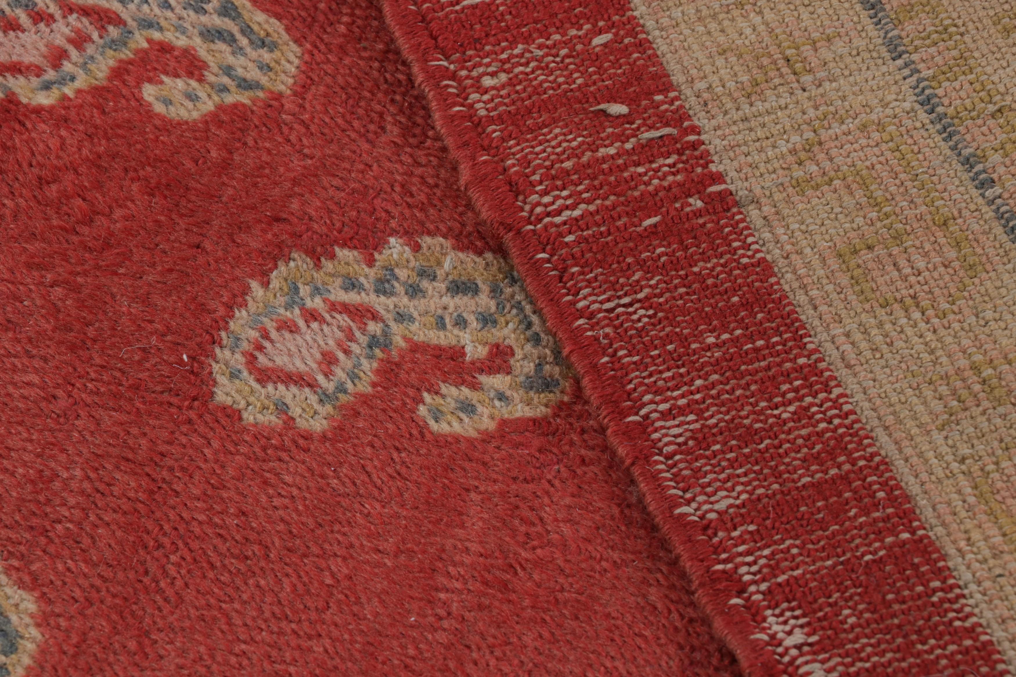 Wool Antique Oushak Rug in Red with Paisley Patterns, from Rug & Kilim For Sale
