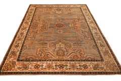 Hand Knotted Antique Oushak Style Rug in Blue Medallion Style by Rug & Kilim
