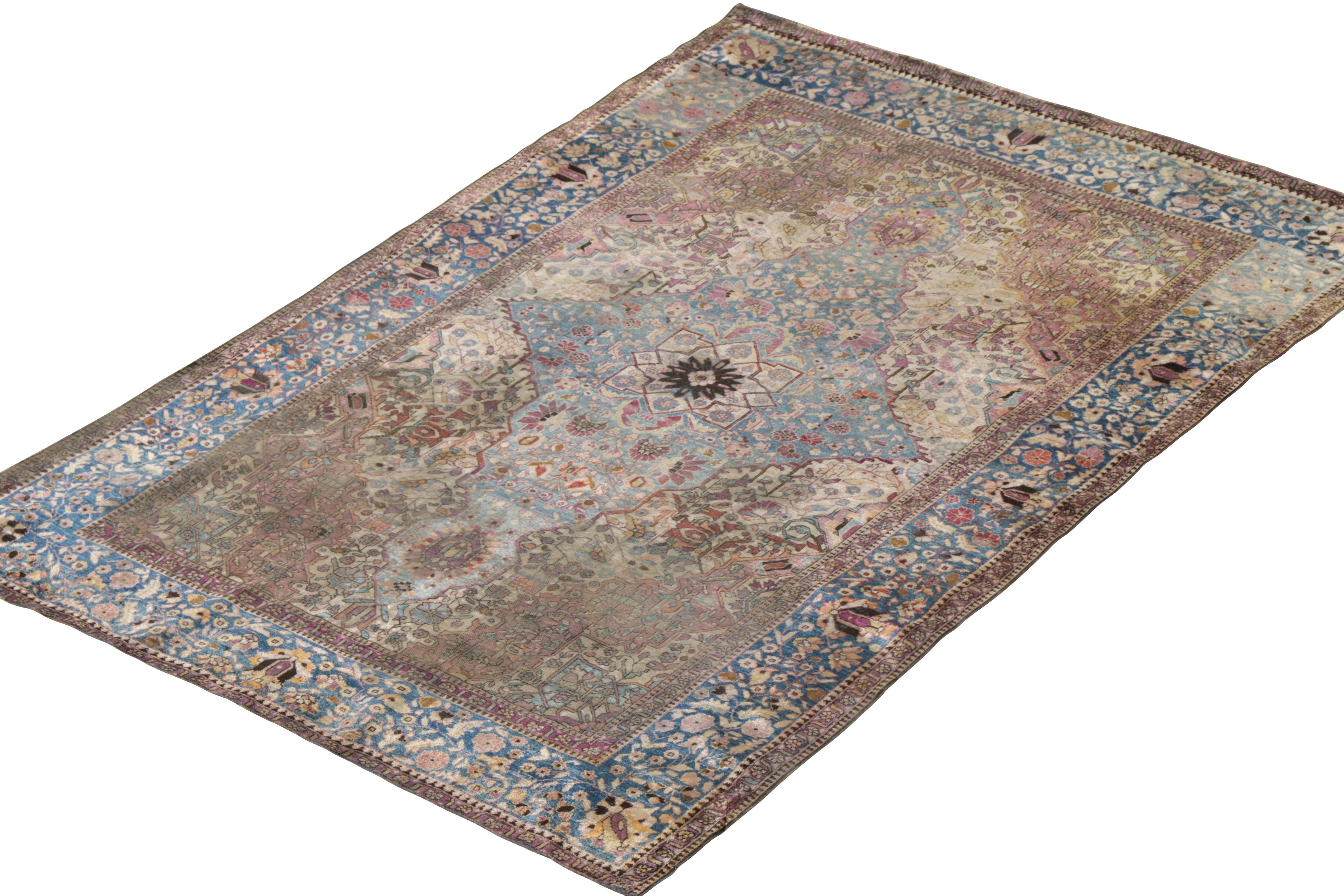 Sarouk Farahan Hand-Knotted Antique Persian Farahan Rug Floral Medallion Pattern by Rug & Kilim For Sale