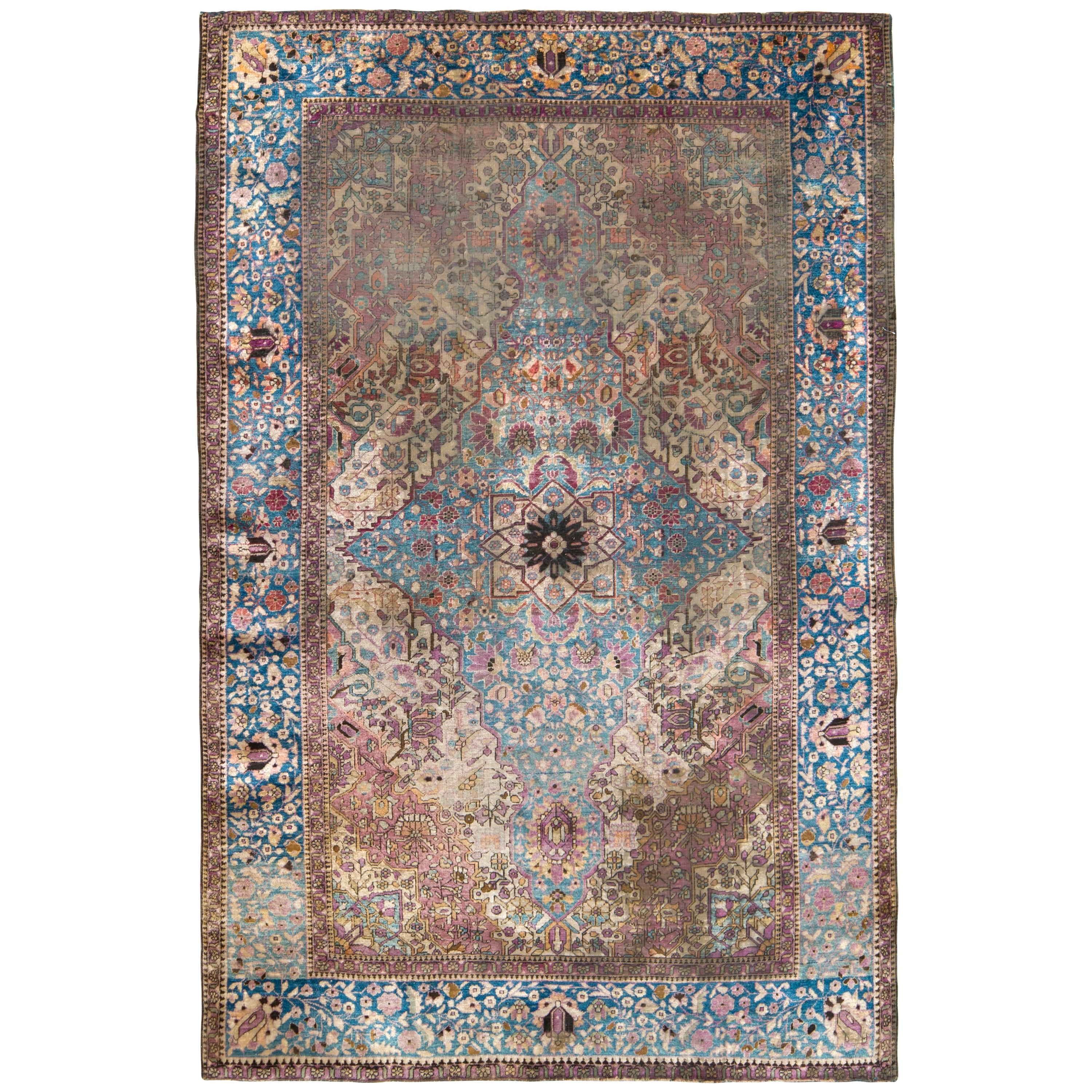 Hand-Knotted Antique Persian Farahan Rug Floral Medallion Pattern by Rug & Kilim For Sale