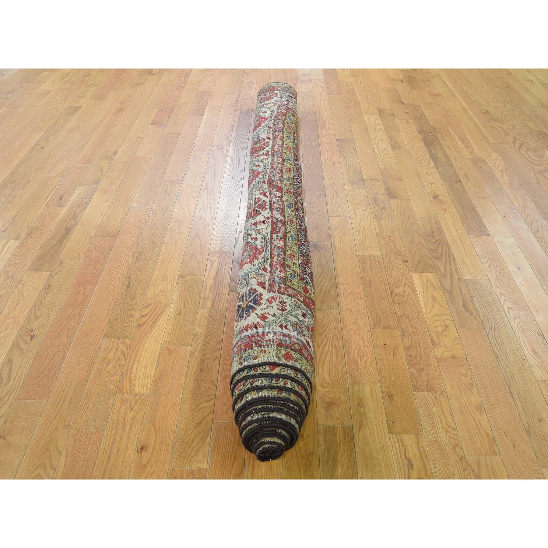 Hand knotted Antique Persian Fereghan Sarouk Gallery Size Oriental Rug For Sale 3