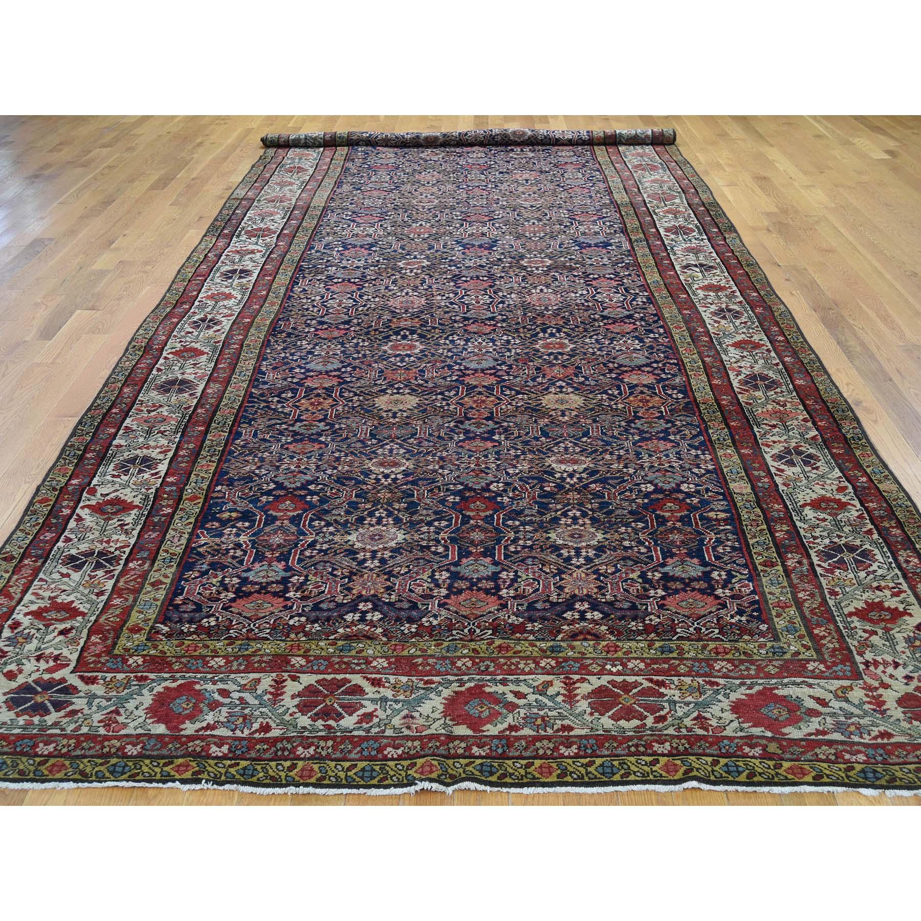 Other Hand knotted Antique Persian Fereghan Sarouk Gallery Size Oriental Rug For Sale