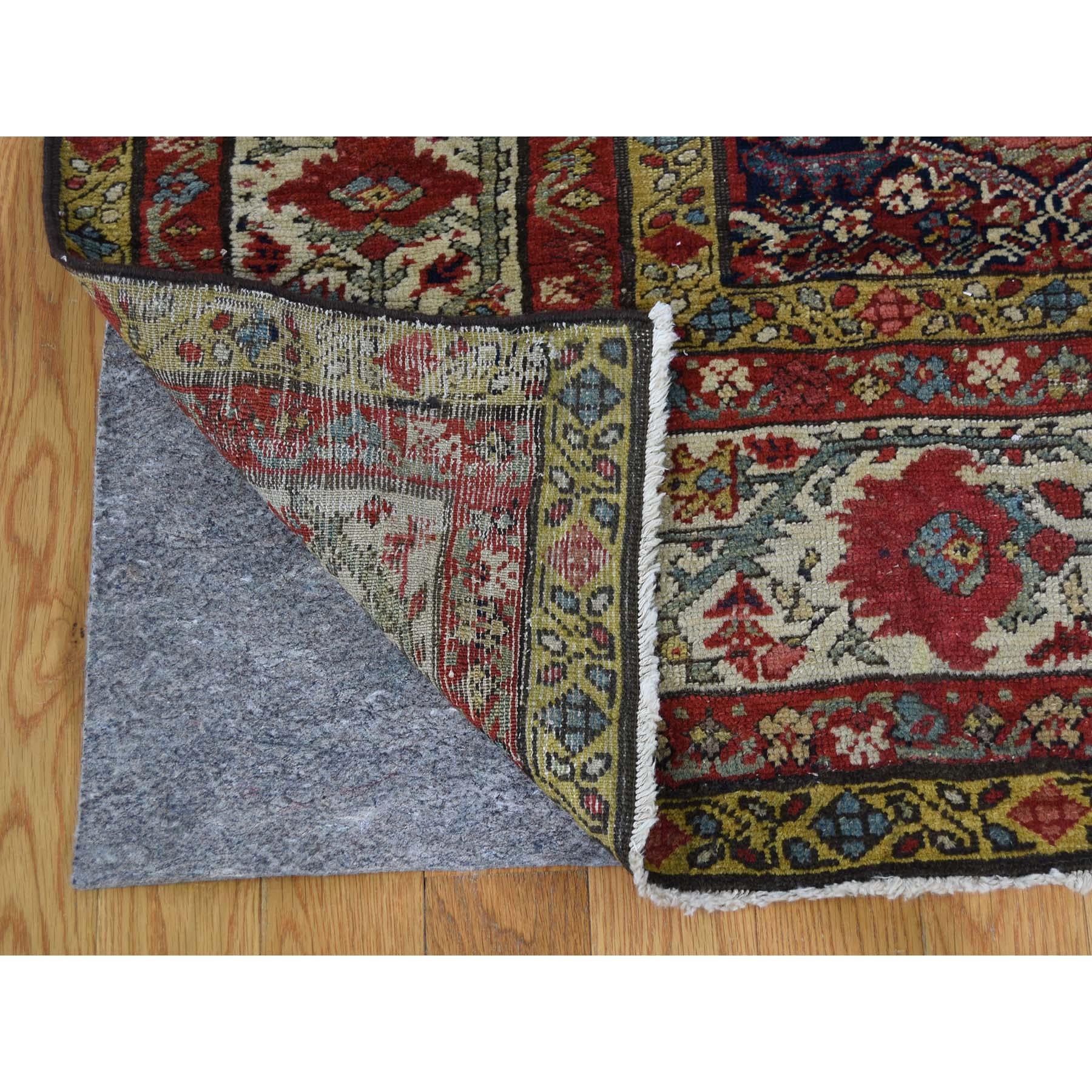 Hand knotted Antique Persian Fereghan Sarouk Gallery Size Oriental Rug In Good Condition For Sale In Carlstadt, NJ