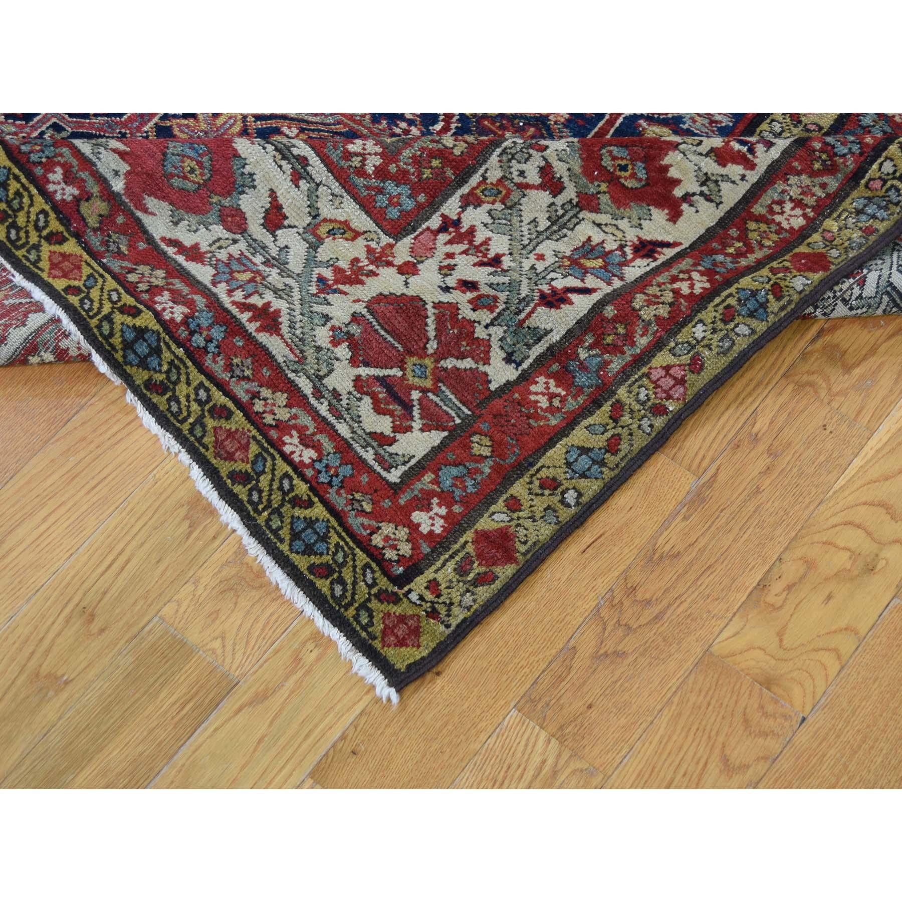 Wool Hand knotted Antique Persian Fereghan Sarouk Gallery Size Oriental Rug For Sale