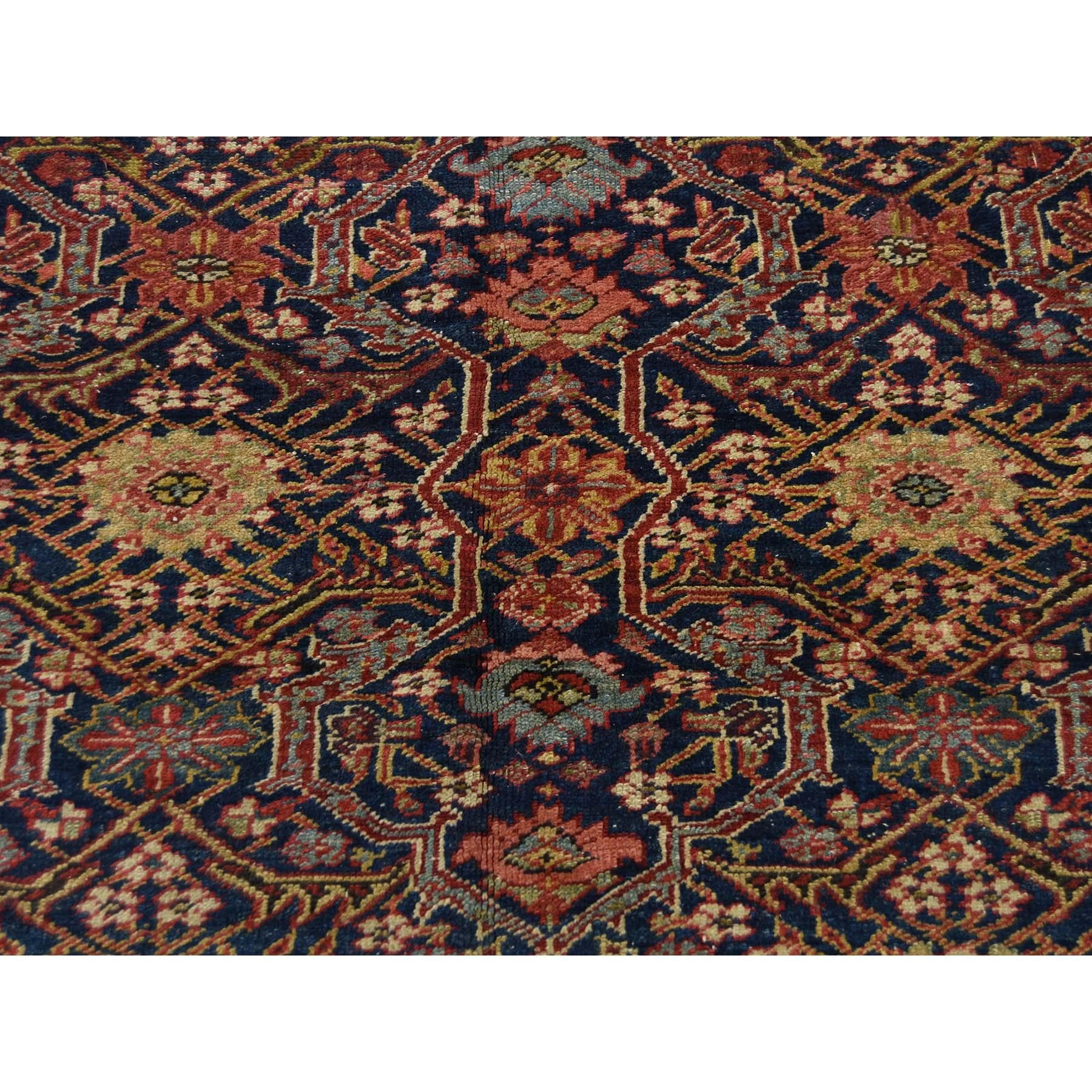 Hand knotted Antique Persian Fereghan Sarouk Gallery Size Oriental Rug For Sale 2