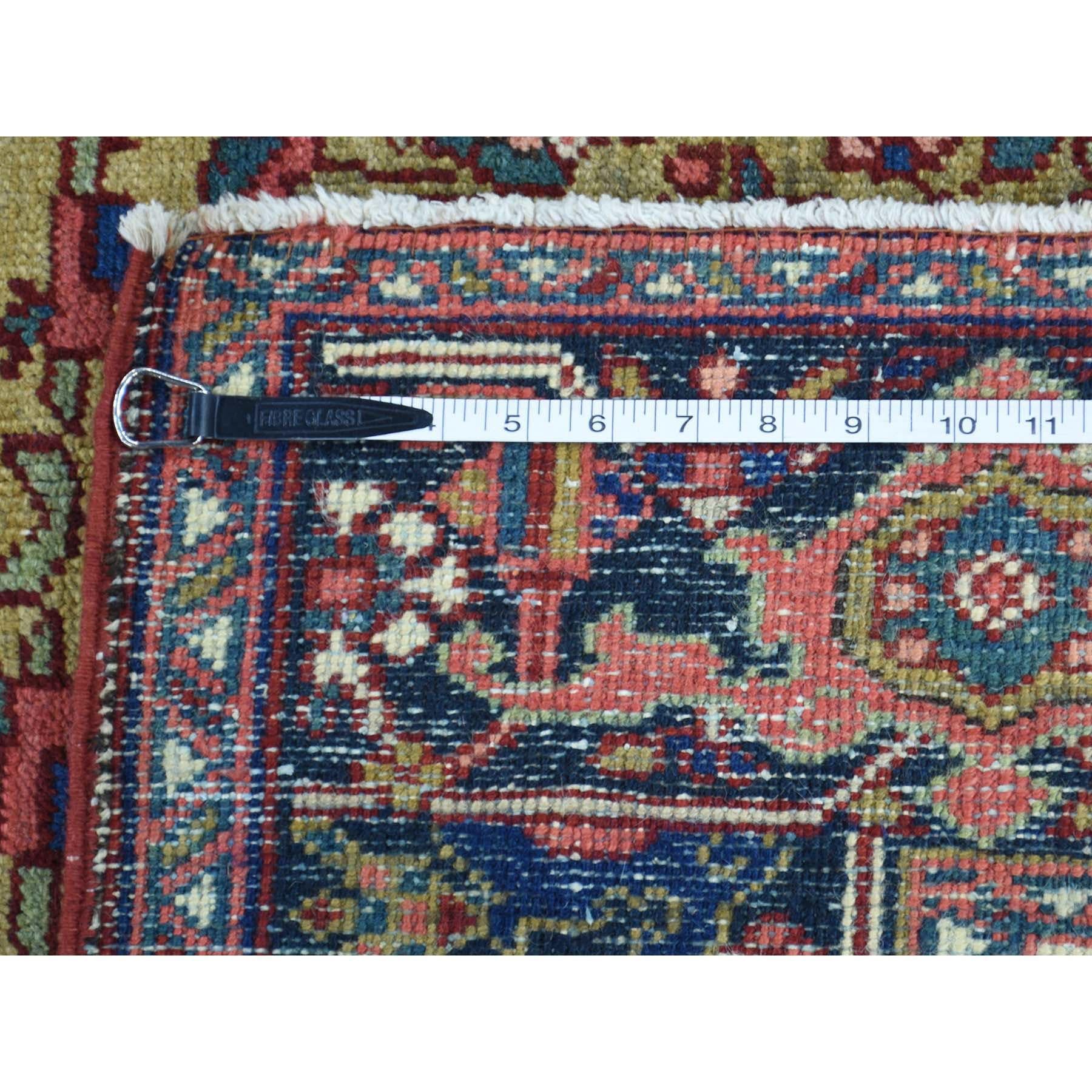 Wool Hand Knotted Antique Persian Heriz Mint Condition Oriental Rug For Sale