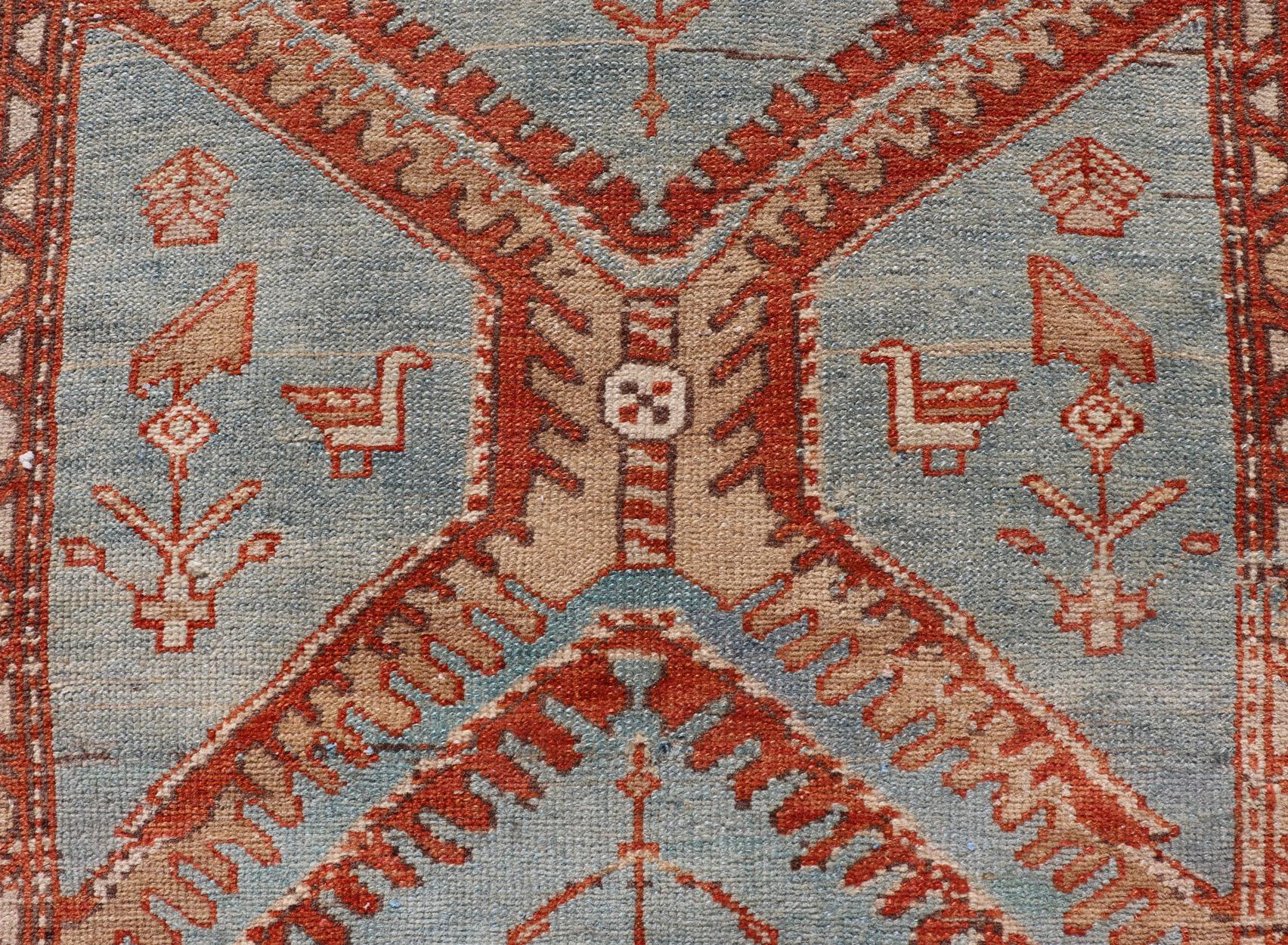 Hand-Knotted Antique Persian Karajeh Runner with Sub-Geometric Tribal Medallions For Sale 5