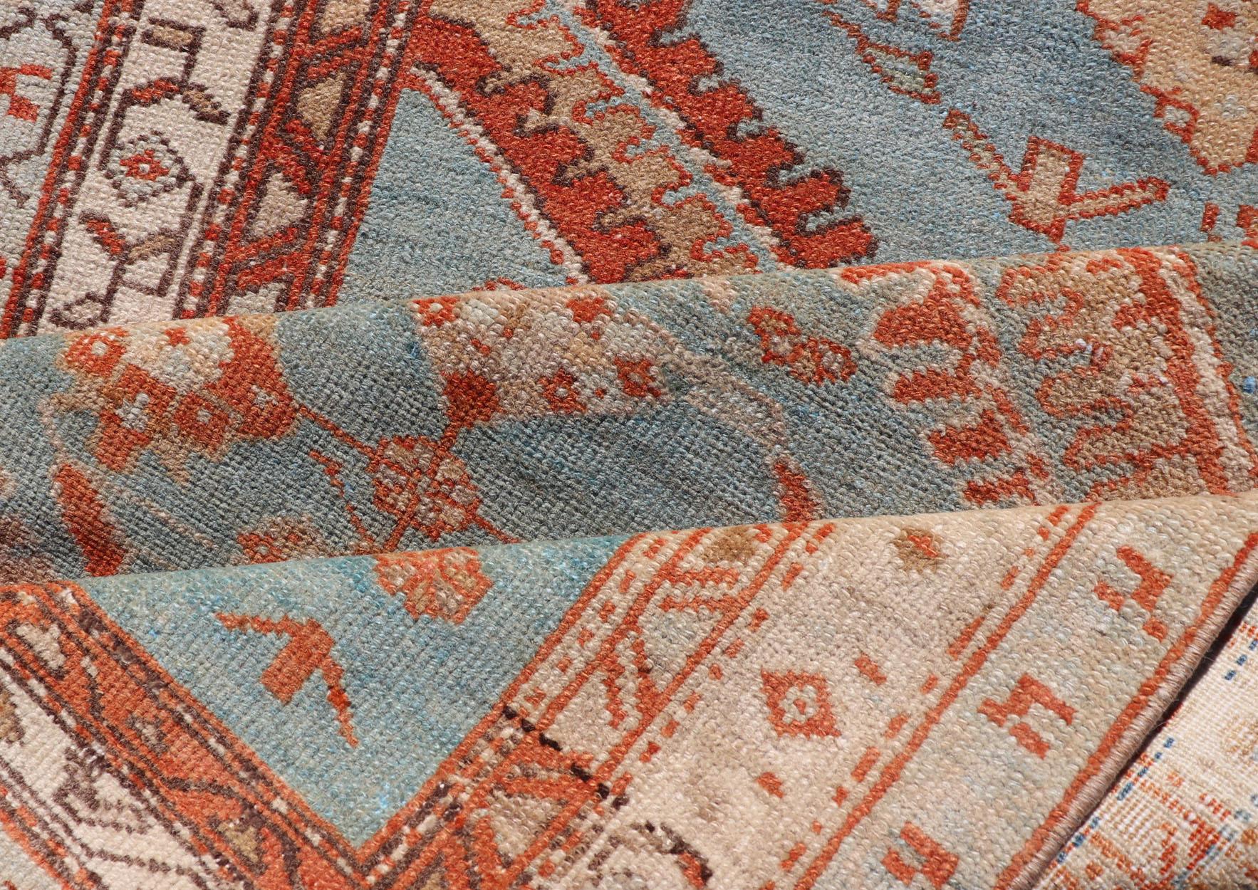 Hand-Knotted Antique Persian Karajeh Runner with Sub-Geometric Tribal Medallions For Sale 6