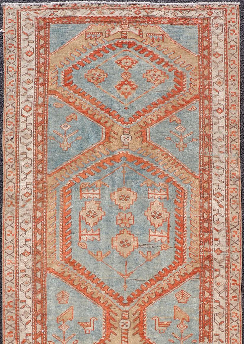 20th Century Hand-Knotted Antique Persian Karajeh Runner with Sub-Geometric Tribal Medallions For Sale