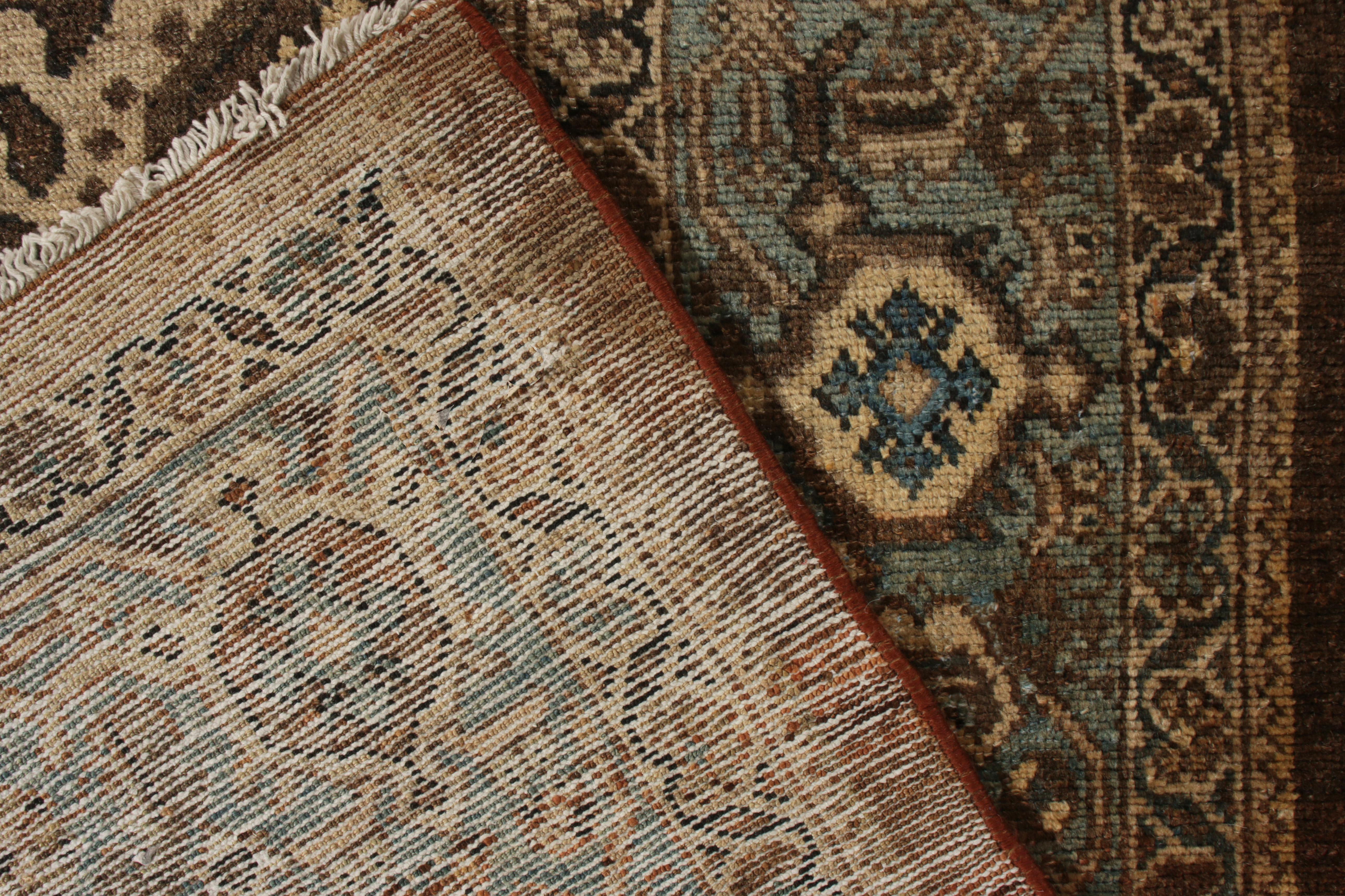 Early 20th Century Hand-Knotted Antique Persian Rug, Beige-Brown Blue Floral Pattern by Rug & Kilim For Sale