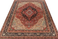 Hand-Knotted Antique Persian Mohtashem Rug, Blue Floral Pattern by Rug & Kilim