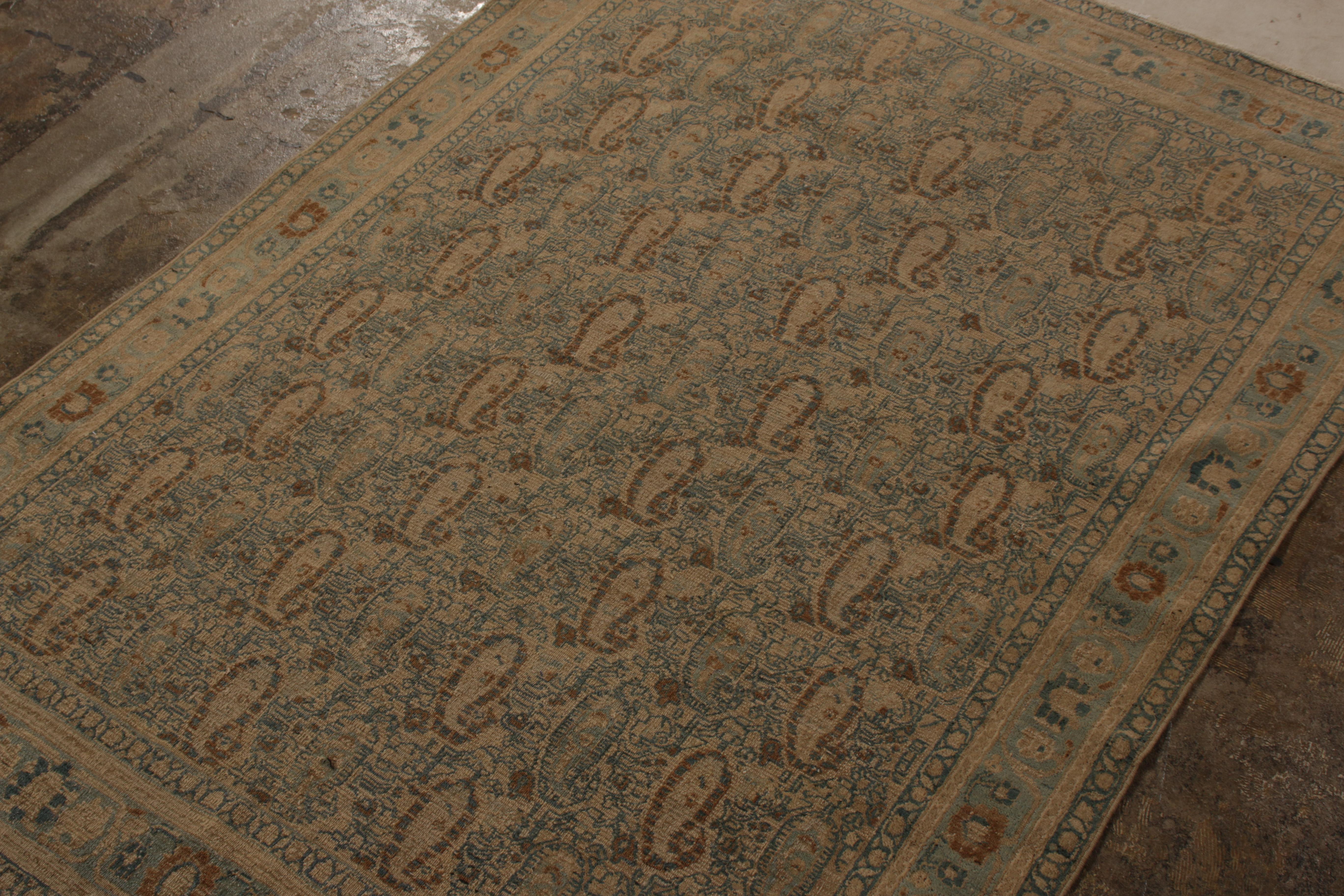 Handgeknüpfter antiker persischer Teppich, beige-braunes Paisleymuster von Teppich & Kelim (Persisch) im Angebot