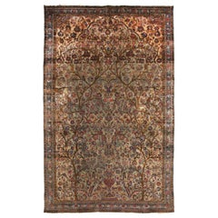 Tapis persan ancien noué à la main à motifs floraux beige-marron de Rug & Kilim