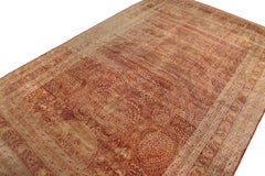 Hand-Knotted Antique Persian rug in Red and Beige Floral Pattern by Rug & Kilim