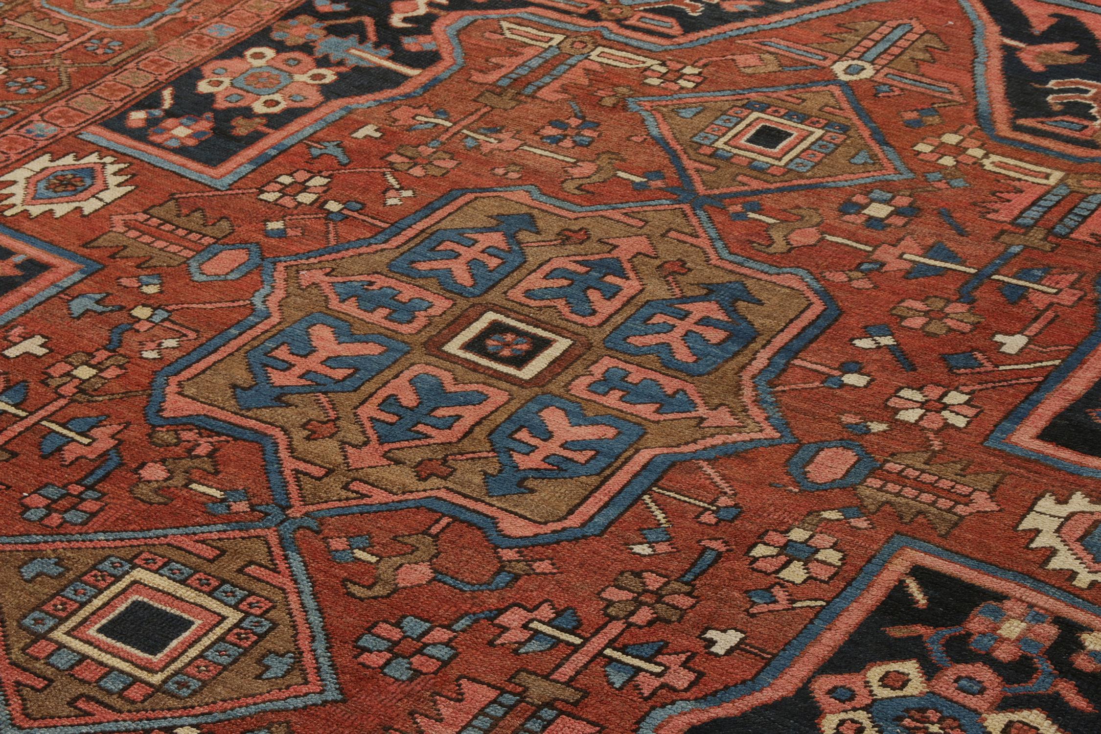 Hand-Knotted Antique Persian Rug in Red, Brown, Medallion Pattern by Rug & Kilim In Good Condition In Long Island City, NY