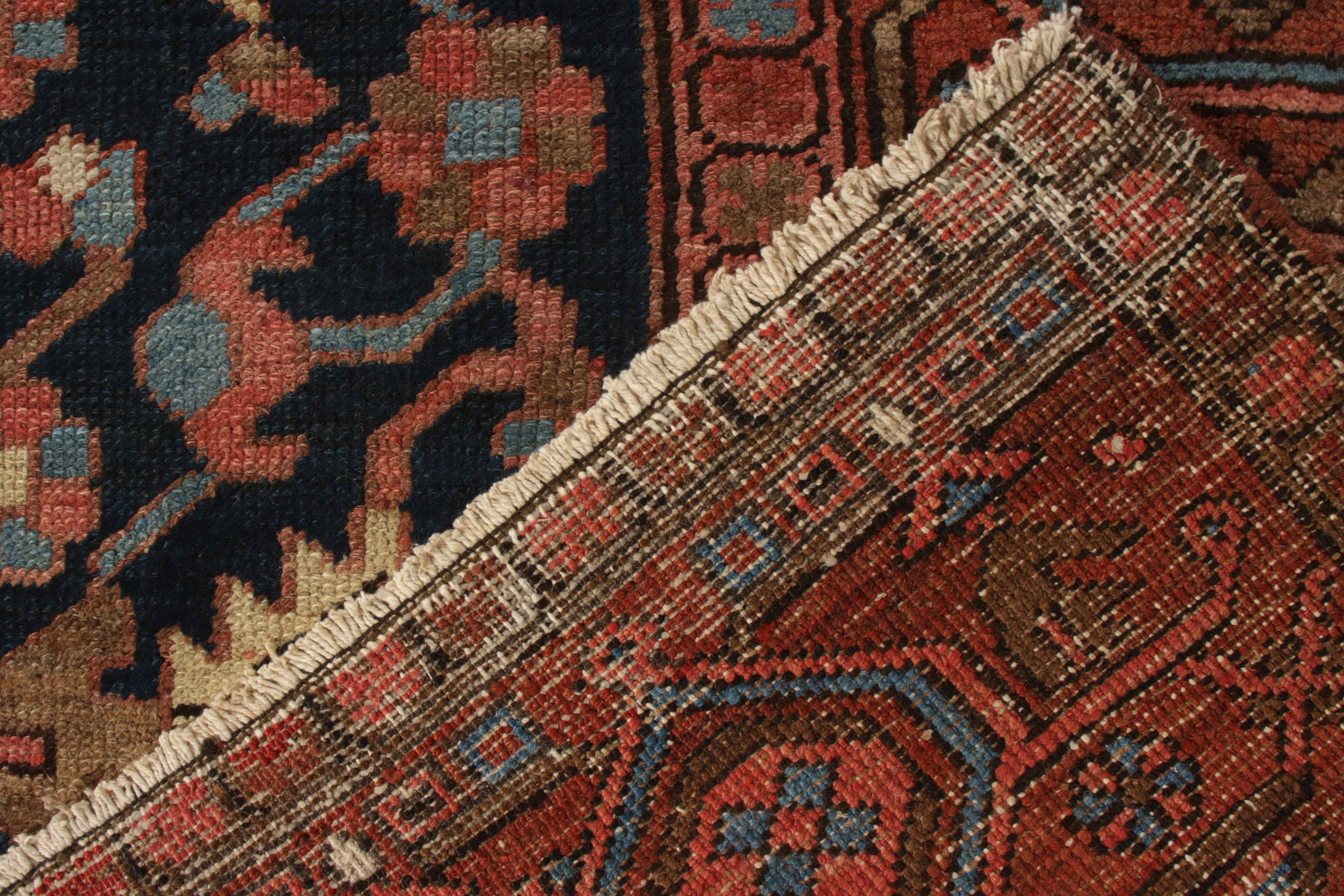 Wool Hand-Knotted Antique Persian Rug in Red, Brown, Medallion Pattern by Rug & Kilim
