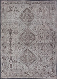Hand Knotted Antique Persian Shiraz Rug with Tribal Geometric Medallions