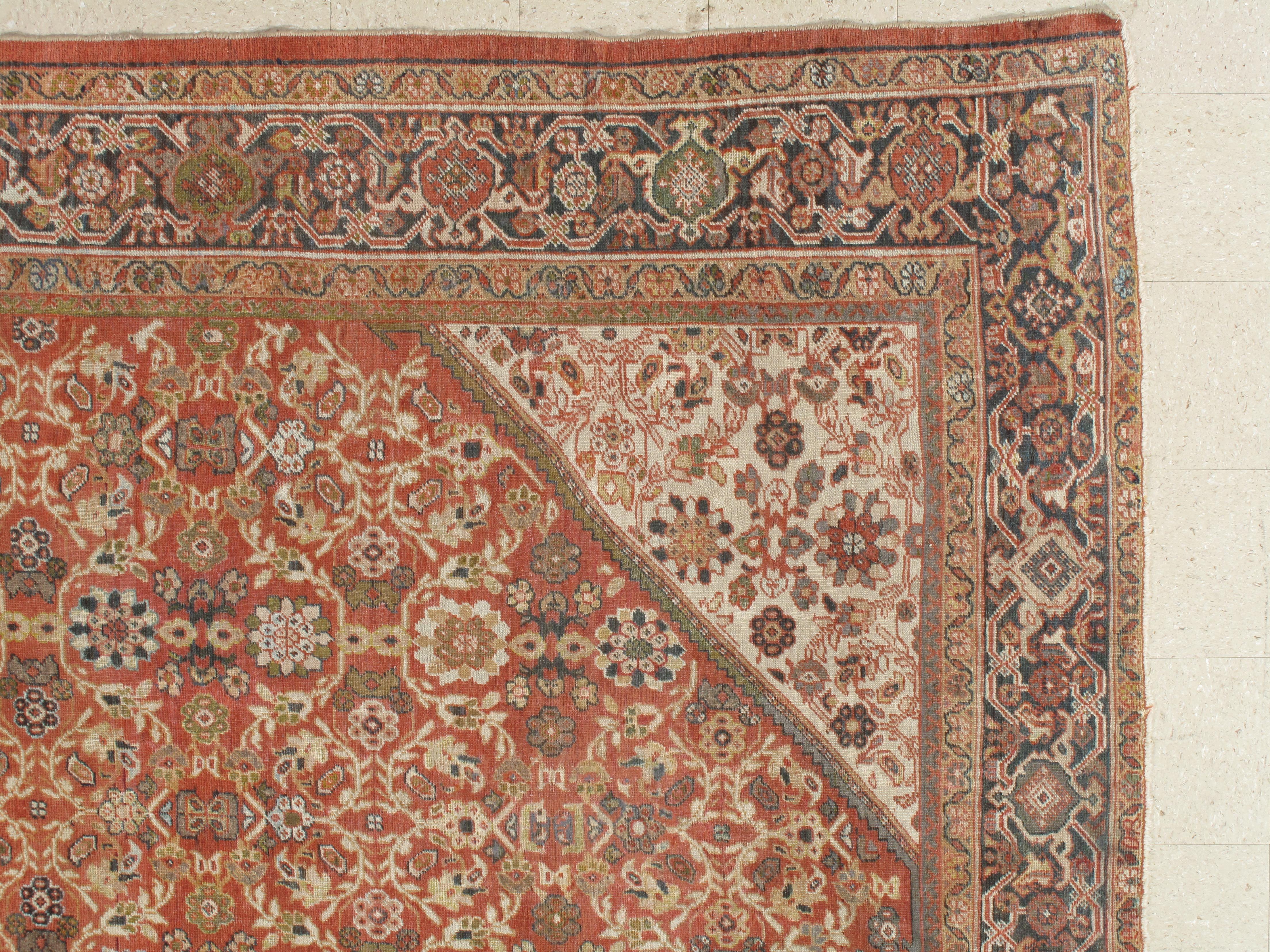 Hand-Knotted Hand Knotted Antique Persian Sultanabad Carpet, circa 1900