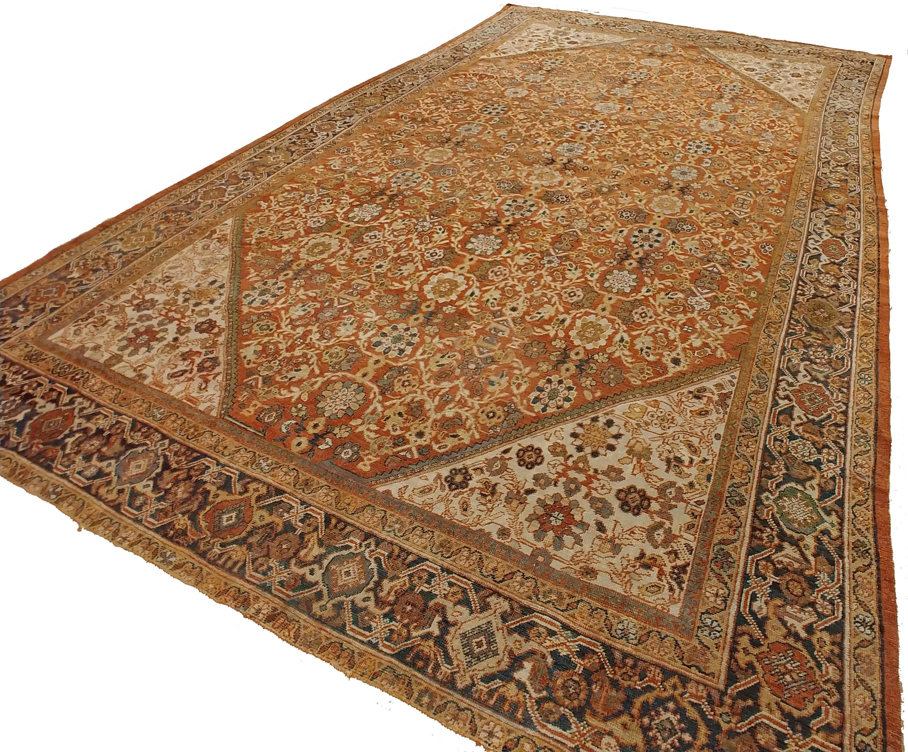 Early 20th Century Hand Knotted Antique Persian Sultanabad Carpet, circa 1900