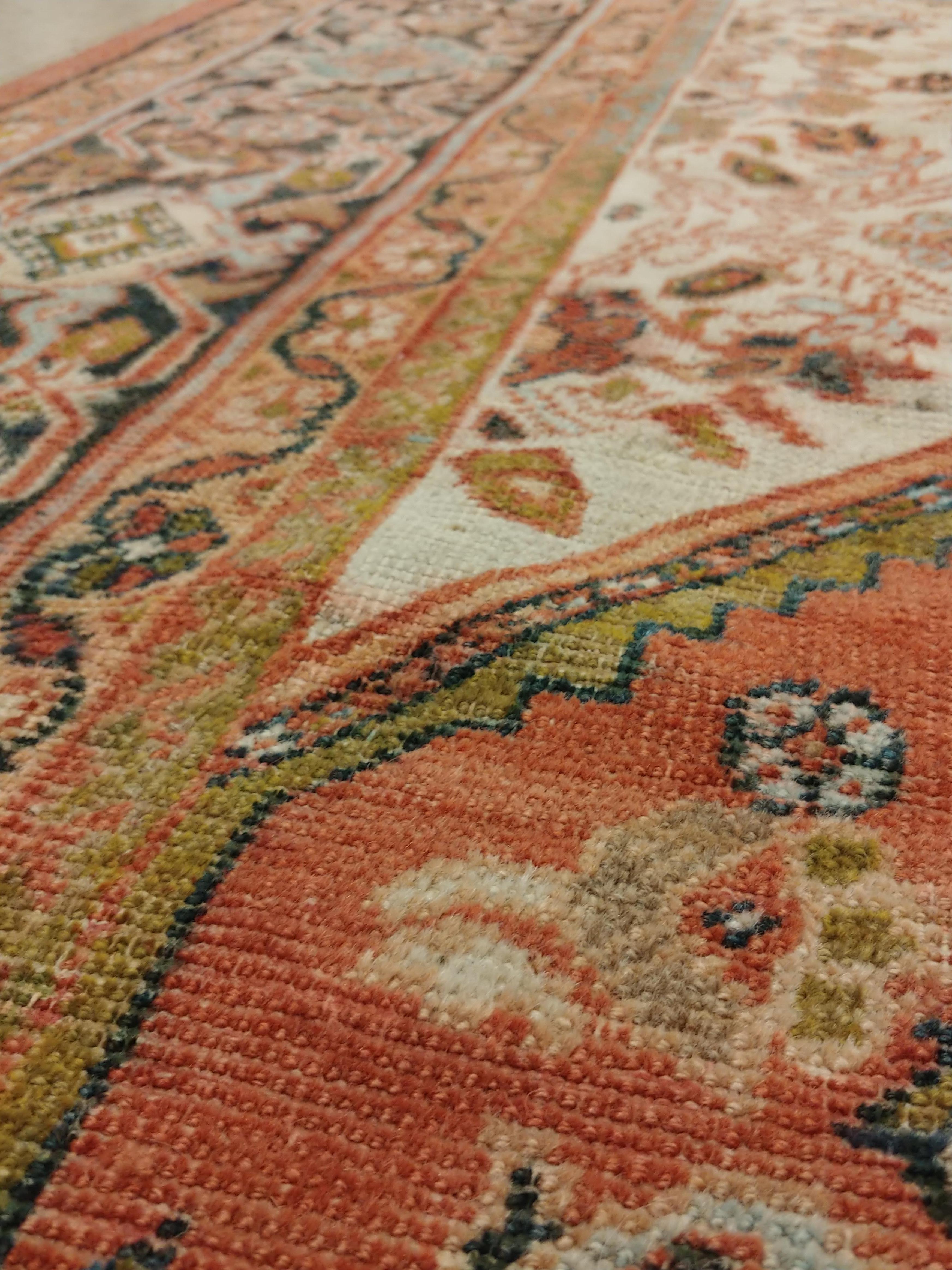 Wool Hand Knotted Antique Persian Sultanabad Carpet, circa 1900
