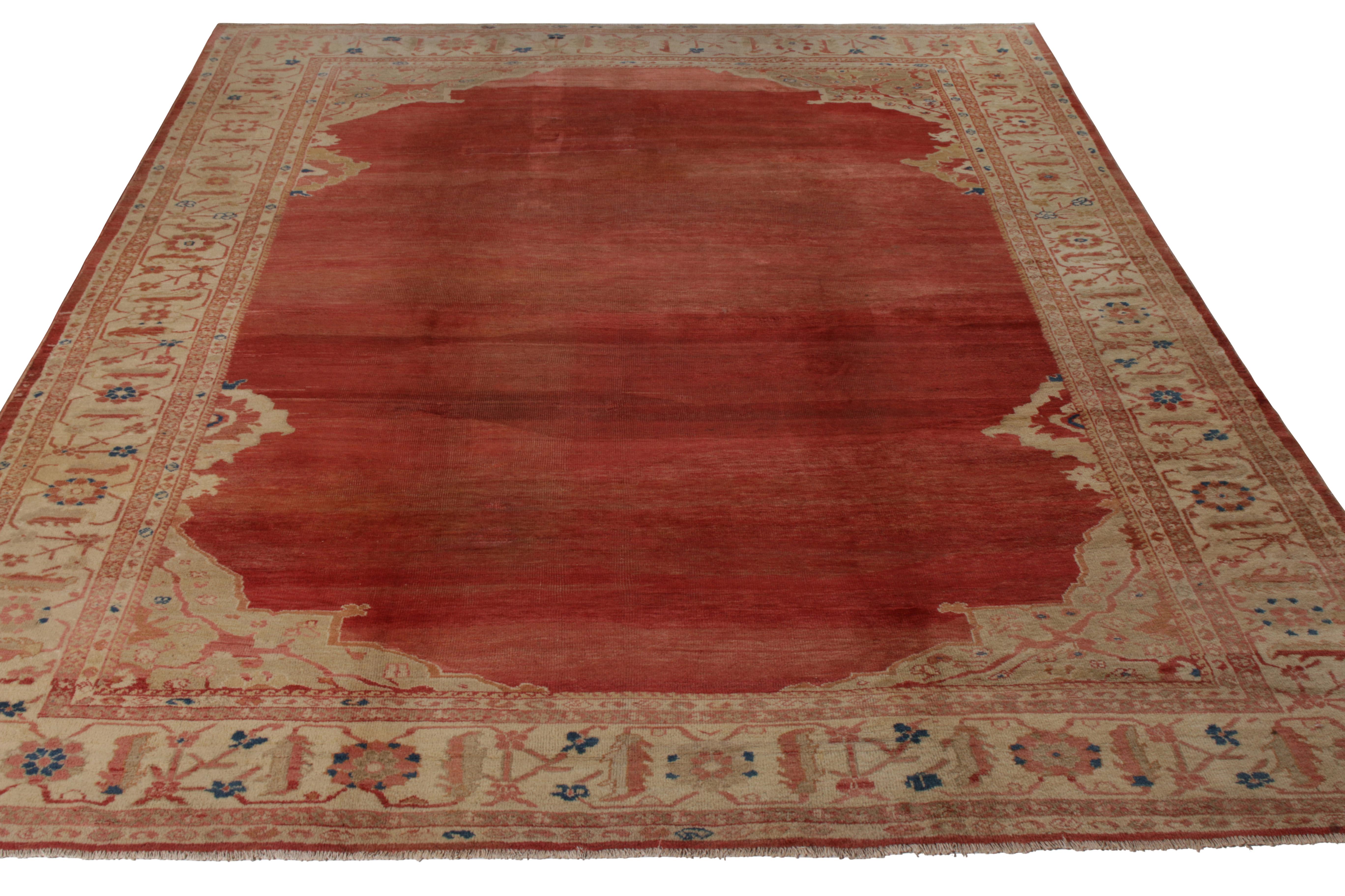 Late 19th Century Hand-Knotted Antique Persian Sultanabad Rug in Red Open Field and Floral Border