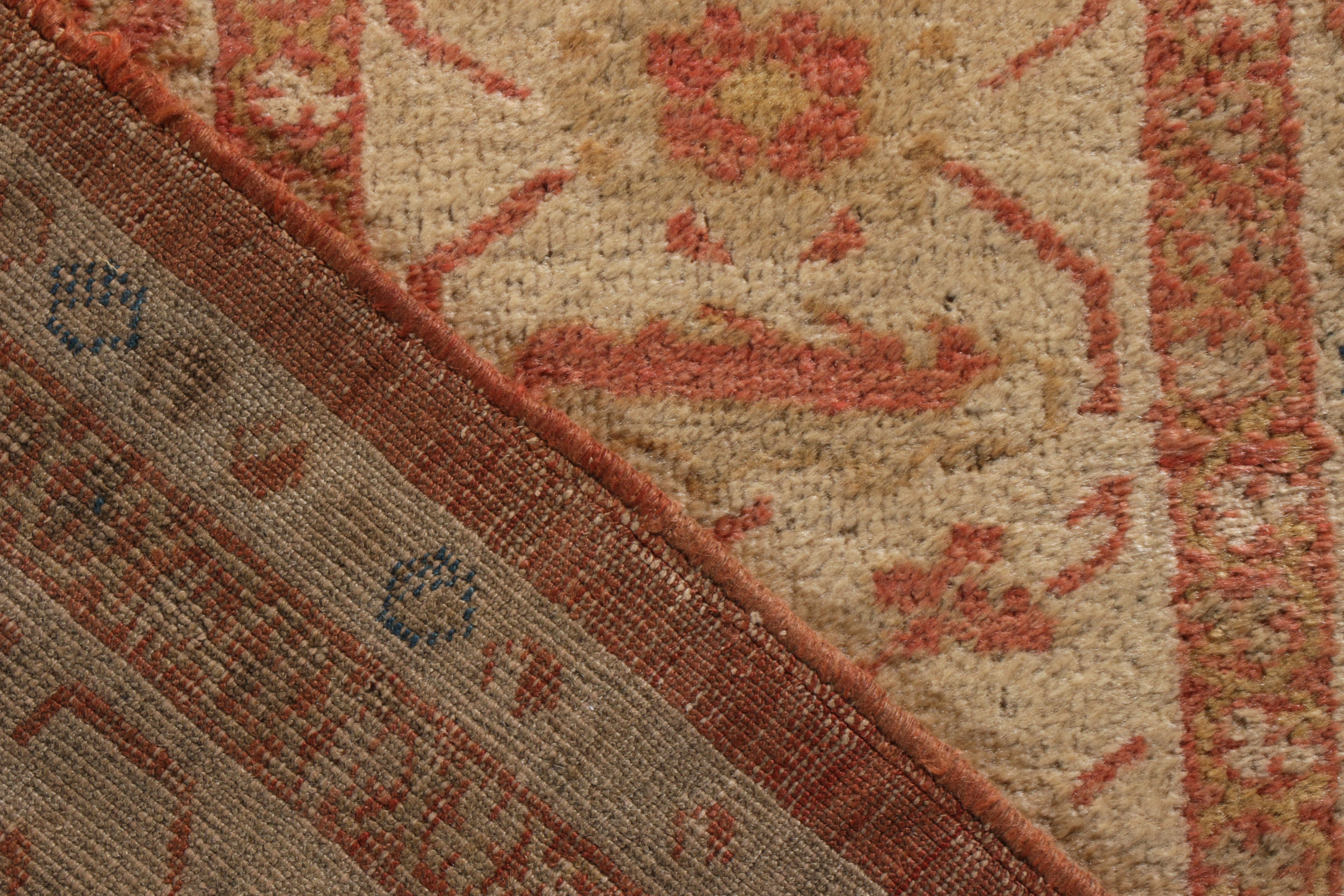 Wool Hand-Knotted Antique Persian Sultanabad Rug in Red Open Field and Floral Border