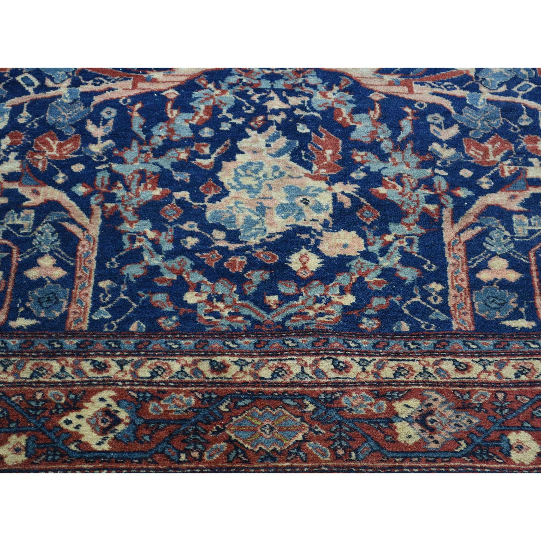 Hand-Knotted Antique Persian Tabriz Navy Blue Full Pile Rug In Good Condition In Carlstadt, NJ