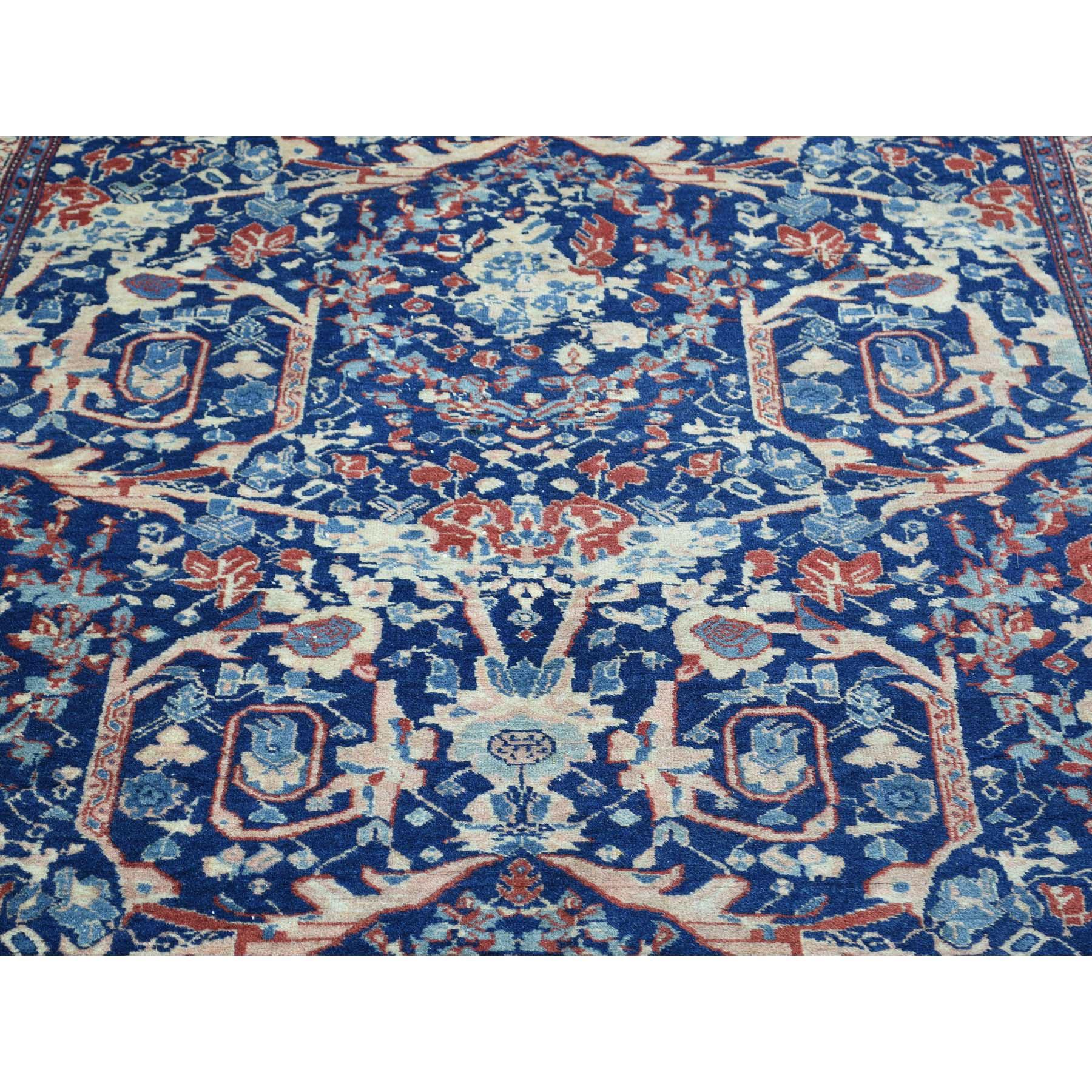 20th Century Hand-Knotted Antique Persian Tabriz Navy Blue Full Pile Rug