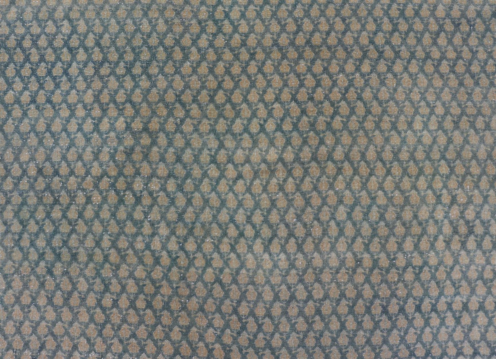 Handgeknüpfter antiker persischer Täbriz-Teppich aus Wolle mit minimalistischem Design in Blau  im Angebot 6