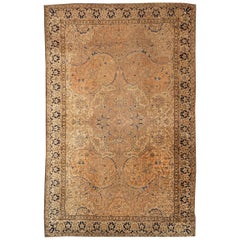 Tapis polonaise ancien noué à la main à motif floral beige et marron de Rug & Kilim