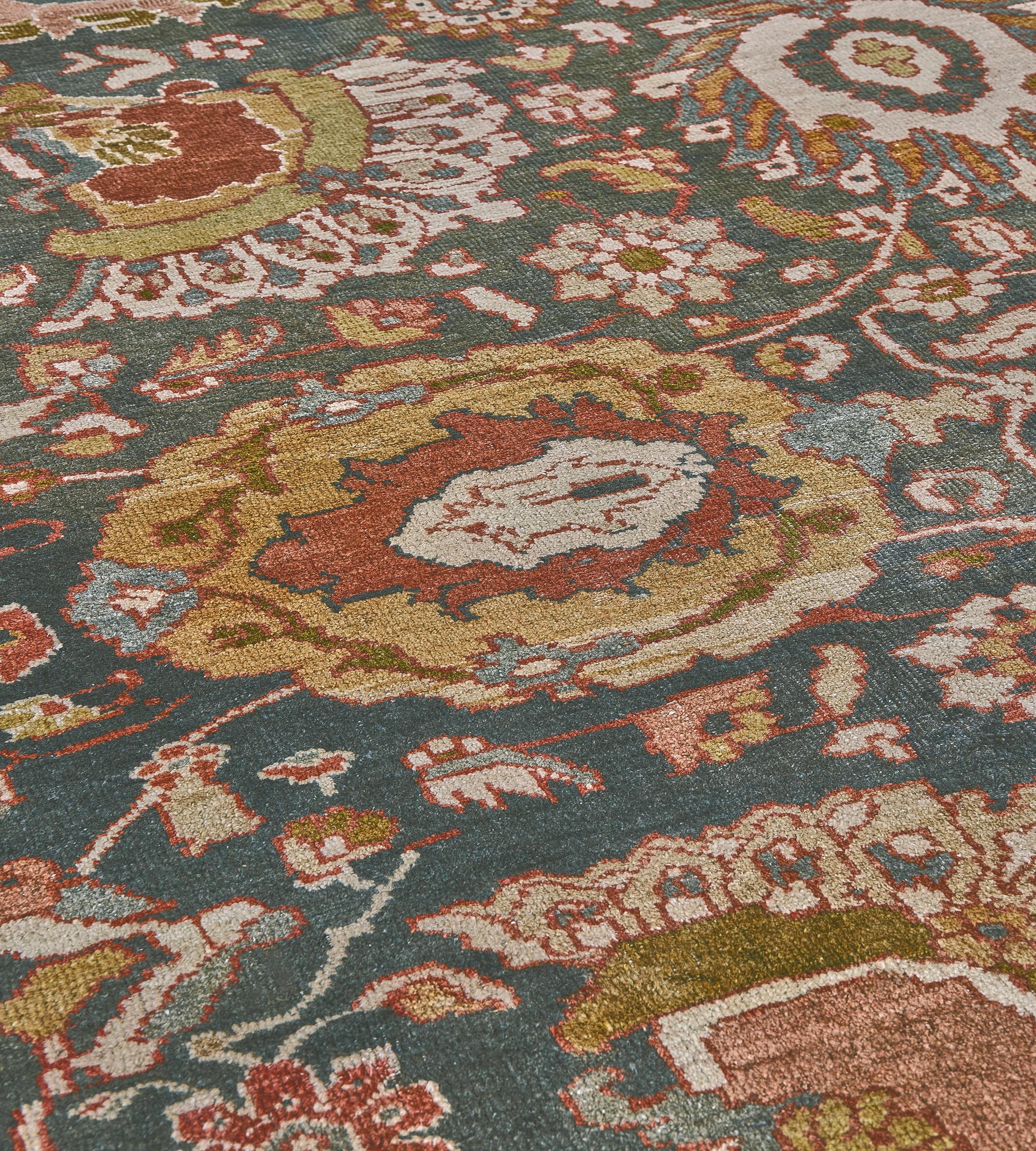 19th Century Hand-Knotted Antique Red Floral Oversized Wool Persian Ziegler Sultanabad Rug For Sale
