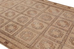 Hand Knotted Antique Rug Beige Brown All-Over Medallion Pattern by Rug & Kilim