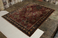 Hand Knotted Antique Rug in Red and Beige-Brown Floral Pattern by Rug & Kilim