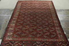 Hand-Knotted Antique Russian Rug in Red, White Tribal Pattern by Rug & Kilim