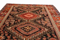 Antique Russian Shirvan Rug in Red, Black, Geometric Pattern by Rug & Kilim