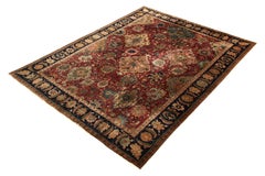 Hand Knotted Antique Rug in Red and Beige-Brown Floral Pattern by Rug & Kilim