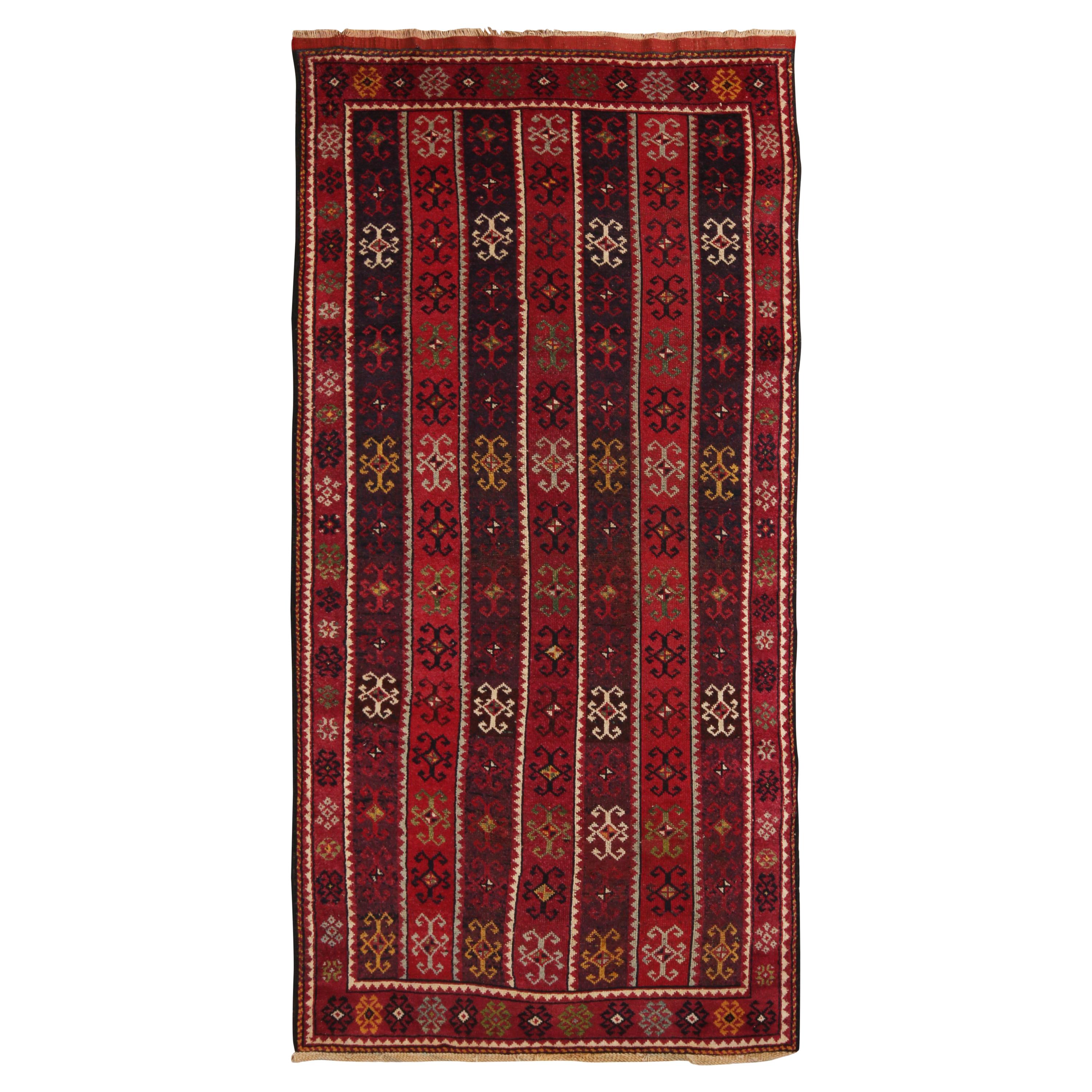 Hand-Knotted Antique Sivas Rug in All Over Red Geometric Pattern by Rug & Kilim