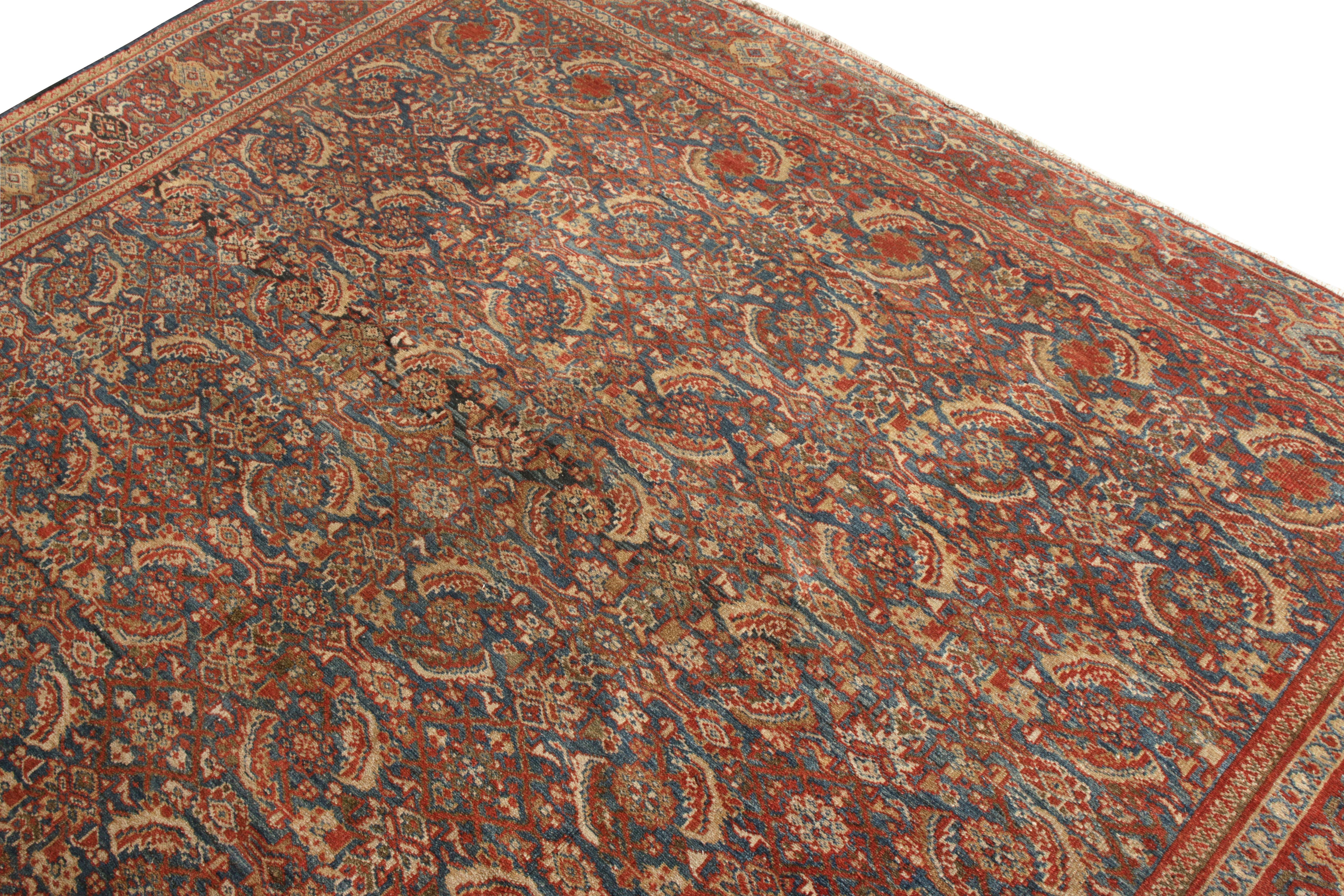Early 20th Century Hand-Knotted Antique Sultanabad Persian rug in Red Floral Pattern by Rug & Kilim For Sale