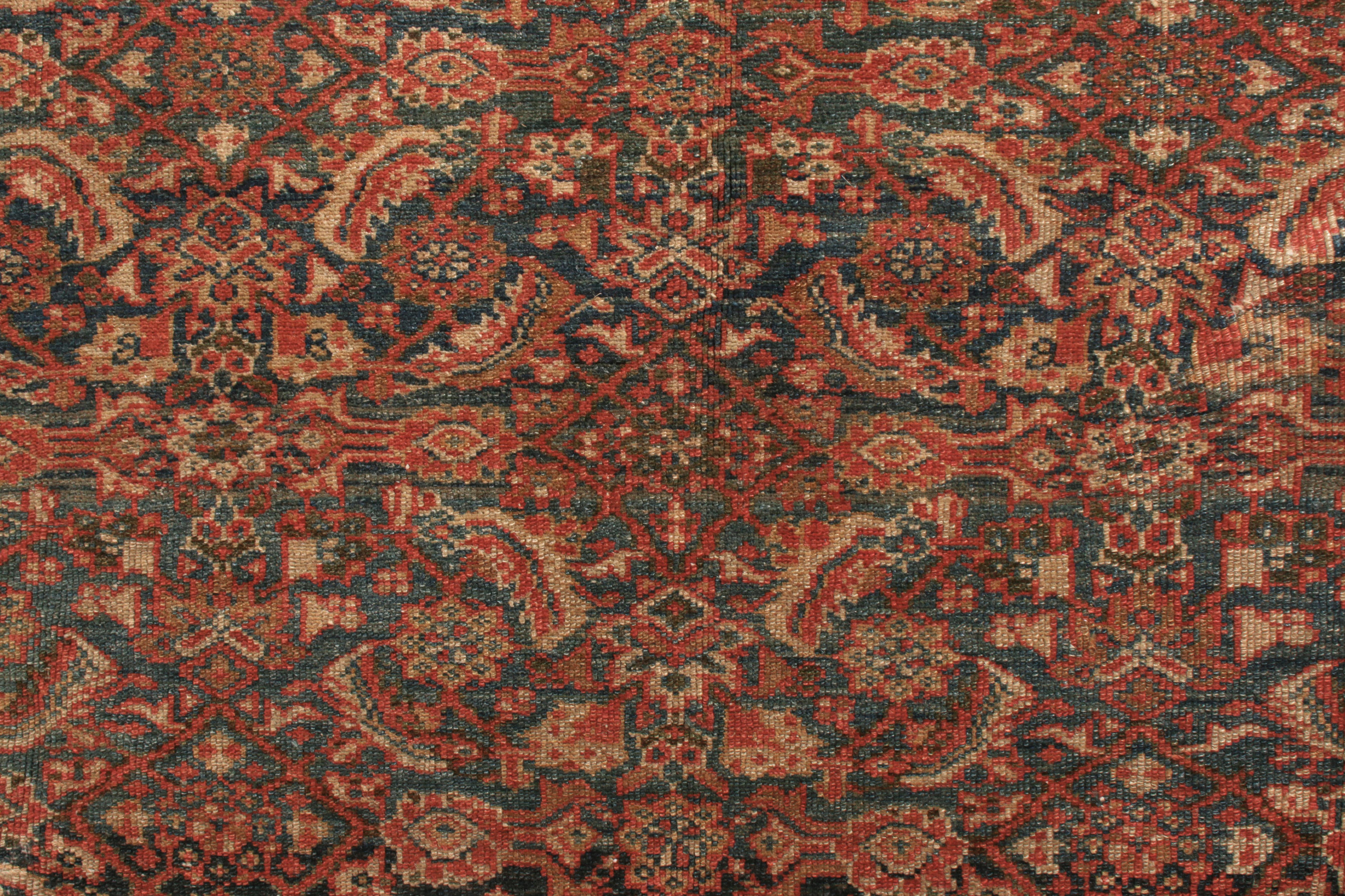 Hand-Knotted Antique Sultanabad Persian rug in Red Floral Pattern by Rug & Kilim For Sale 1