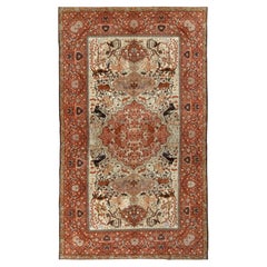 Hand-Knotted Antique Tabriz Style Rug, Red, Beige Pictorial Rug by Rug & Kilim