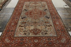 Hand-Knotted Antique Tabriz Style Rug, Red, Beige Pictorial Rug by Rug & Kilim