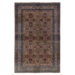 Antique Tehranian Persian rug in Royal Blue, Wine & Beige Floral by Rug & Kilim