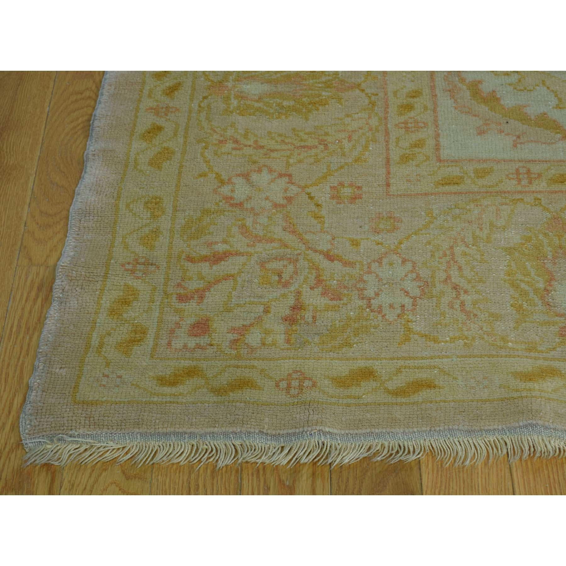 20th Century Hand-Knotted Antique Turkish Oushak Soft Colors Oriental Rug