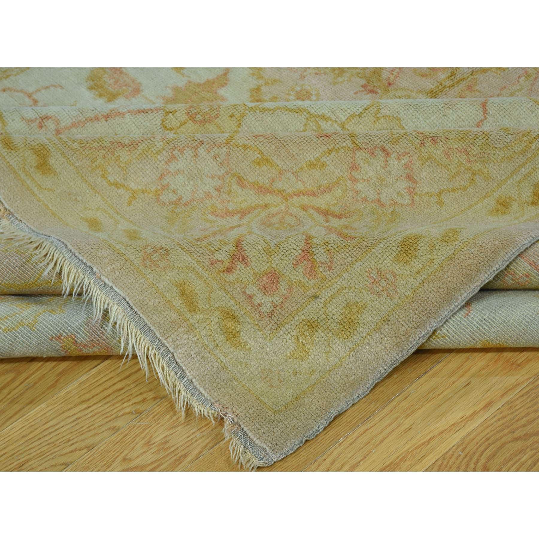 Hand-Knotted Antique Turkish Oushak Soft Colors Oriental Rug 1