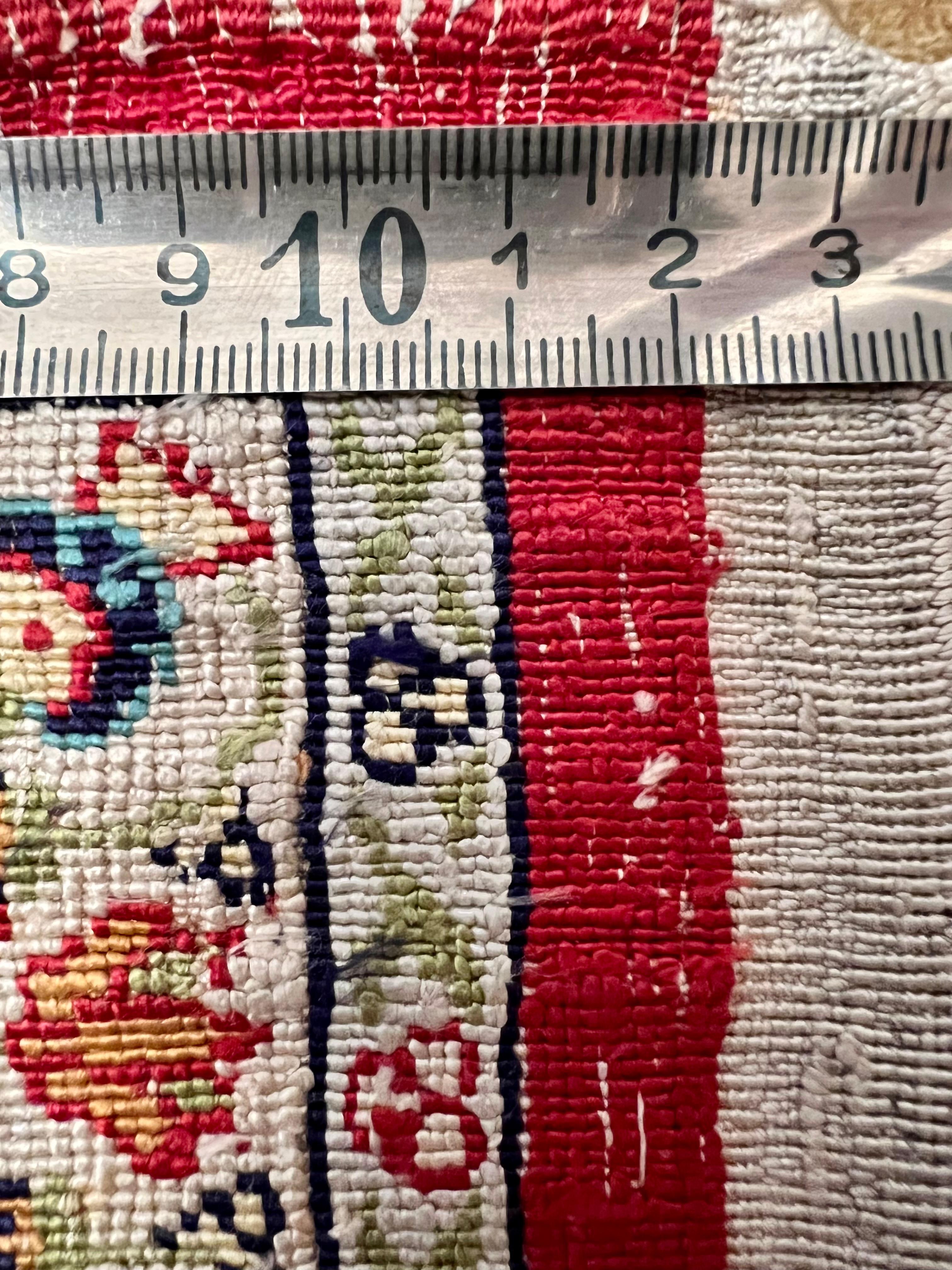Hand Knotted Antique Turkish Prayer Rug, Hereke Kayseri Pattern Silk, Signed 2